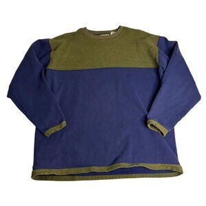 Vintage 90s Fieldmaster Suede Colorblock Sweatshirt Men's L Green Blue Pullover